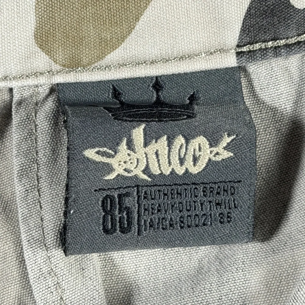 Jnco 85 Mens Khaki Cargo Shorts 36 Heavy Duty Twill Camo‎ Trim M2867CC Patches
